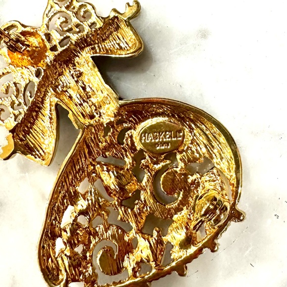 Miriam Haskell Holiday Collection Angel Pin Brooch Rhinestone Enamel - Picture 9 of 9